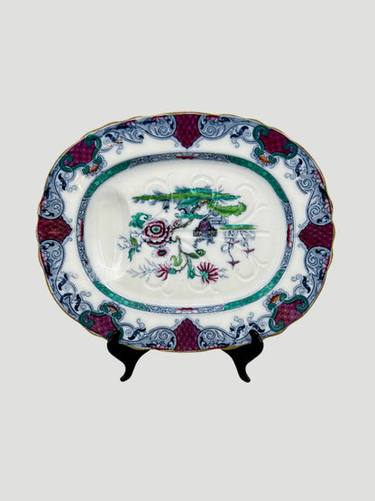 Antique Large Transfer Meat Platter Chinoiserie
