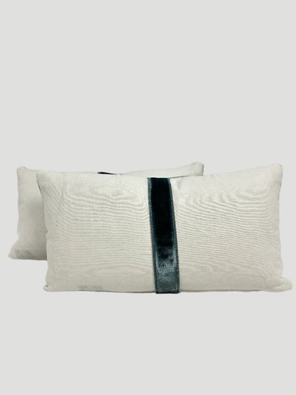 Embroidered Floral Linen Throw Pillows Pair