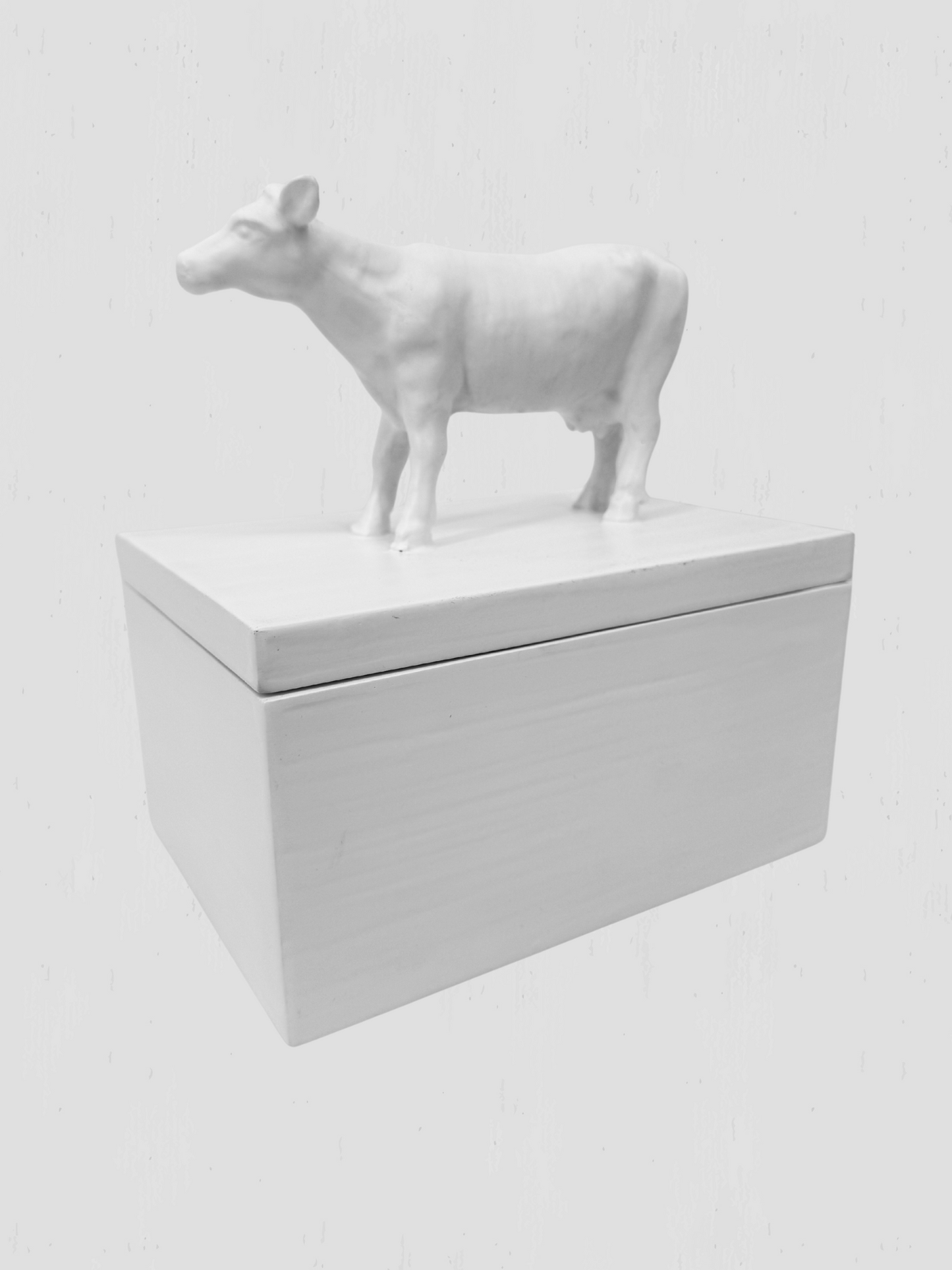 Oly Studio Frost White Cast Resin Cow Lidded Fable Box Animalia