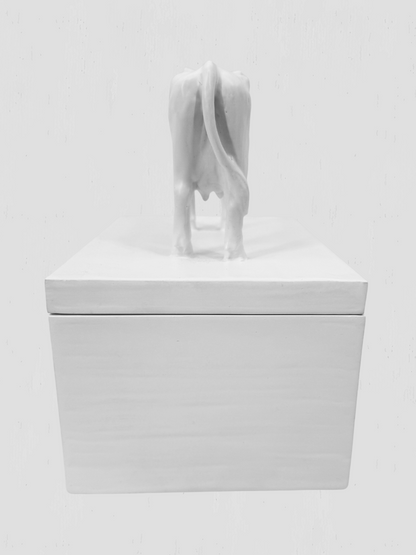 Oly Studio Frost White Cast Resin Cow Lidded Fable Box Animalia
