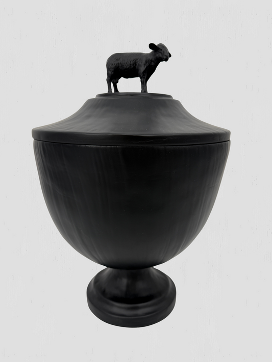 Oly Studio Black Cast Resin Sheep Lidded Fable Box Animalia