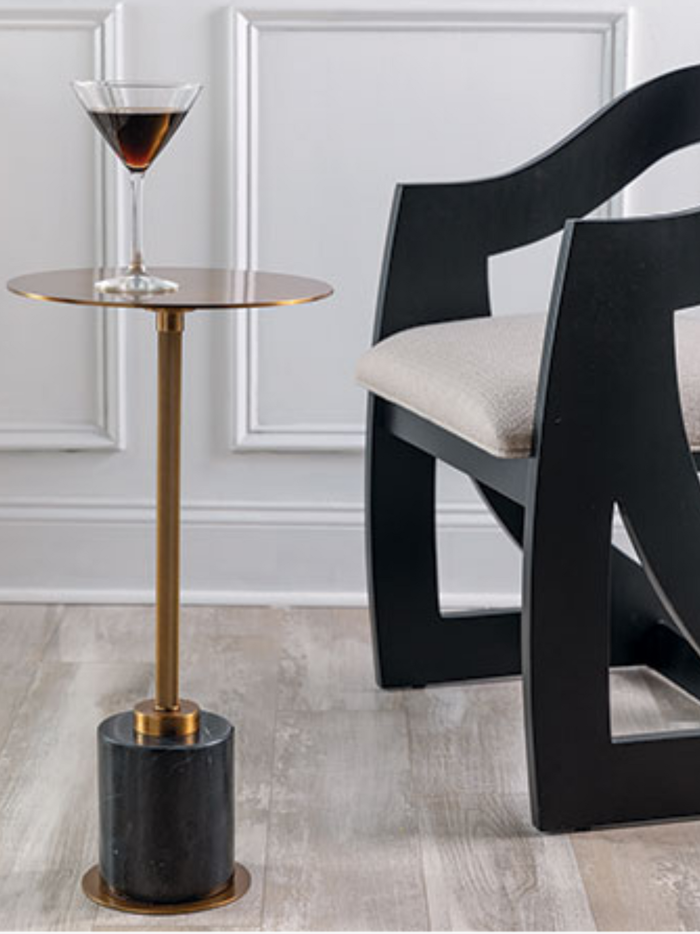 Parliament Brass Black Marble Drinks Table