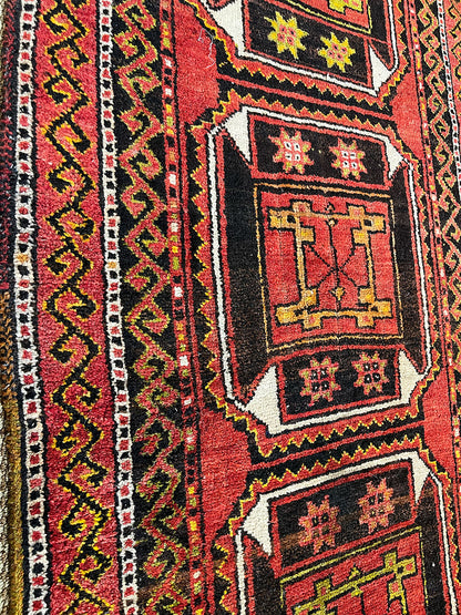 Hamadan - Iranian Rug - Red and Indigo