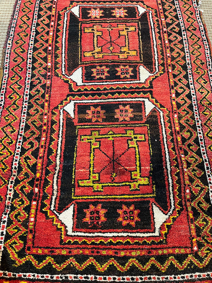 Hamadan - Iranian Rug - Red and Indigo