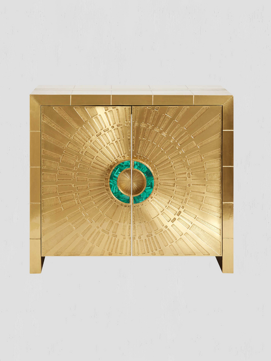 Talitha Brass Cabinet with Malachite Handles