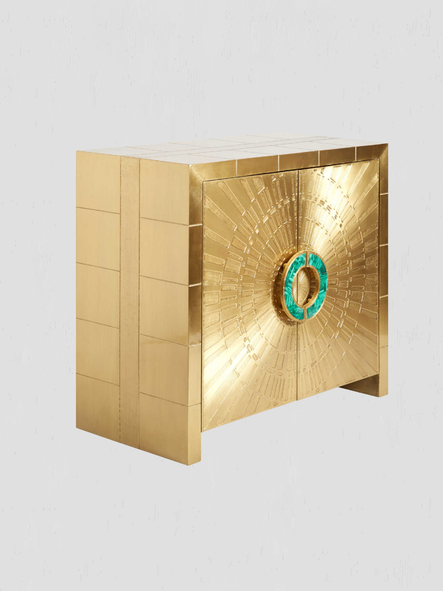 Talitha Brass Cabinet with Malachite Handles