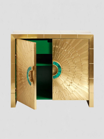 Talitha Brass Cabinet with Malachite Handles