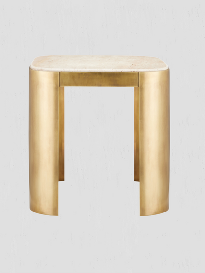 Sev Travertine Brass Table
