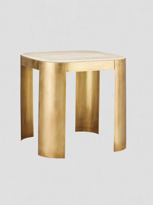 Sev Travertine Brass Table
