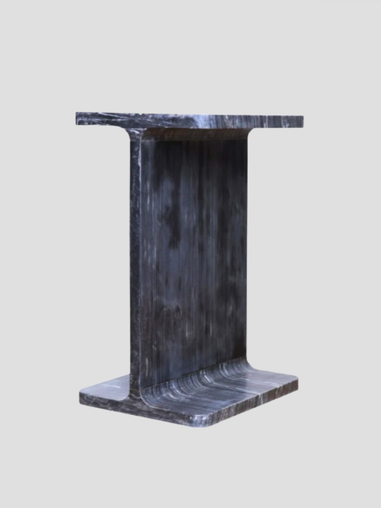 I Beam Black Marble Side Table