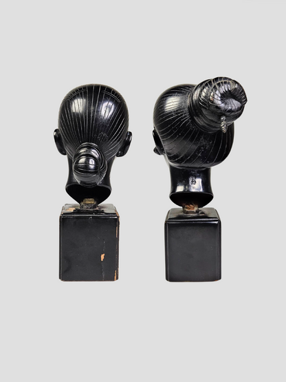 Vietnamese Cast Bronze Busts of Youths Pair, Nguyen Thanh Le