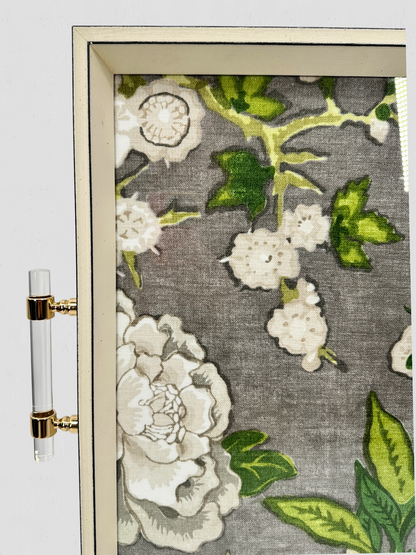 Floral Decorative Tray Lucite Handles