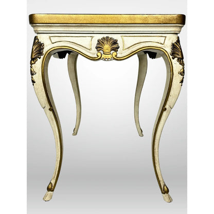 Florentine Hand Painted Gold Shell Detail Tea Table Mid-Century Hoof Foot