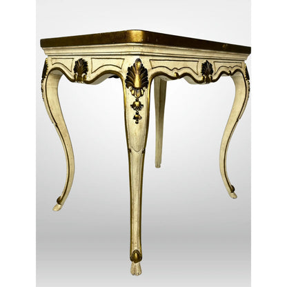 Florentine Hand Painted Gold Shell Detail Tea Table Mid-Century Hoof Foot