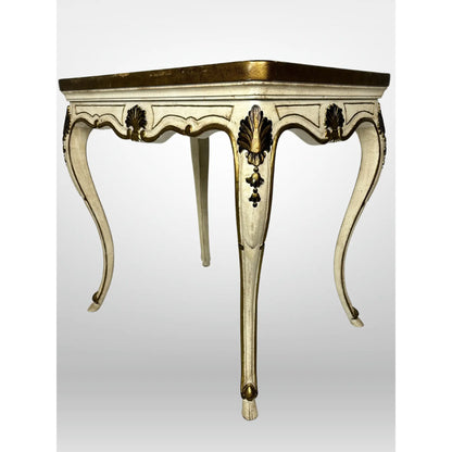 Florentine Hand Painted Gold Shell Detail Tea Table Mid-Century Hoof Foot