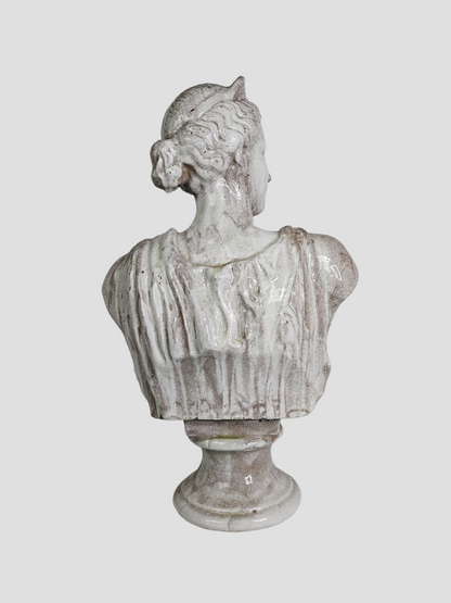 19th C. Glazed Terracotta Bust of Diana