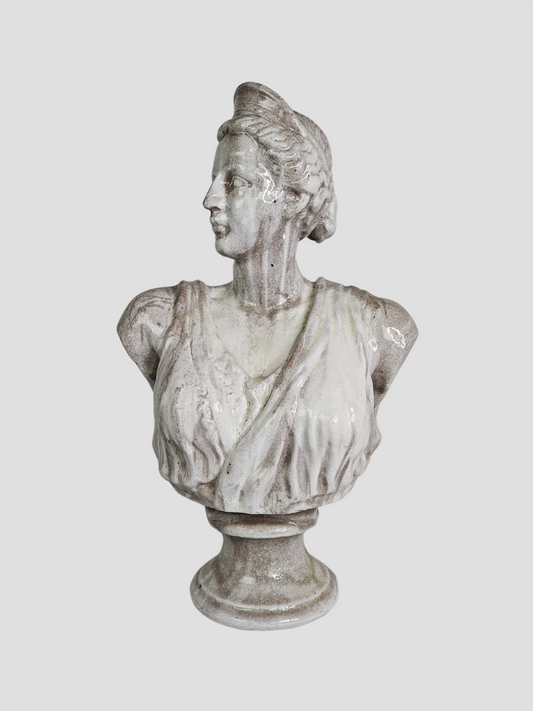 19th C. Glazed Terracotta Bust of Diana