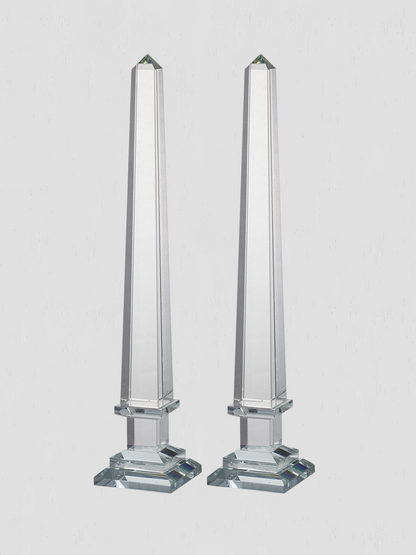 Clear Glass Obelisk Pair