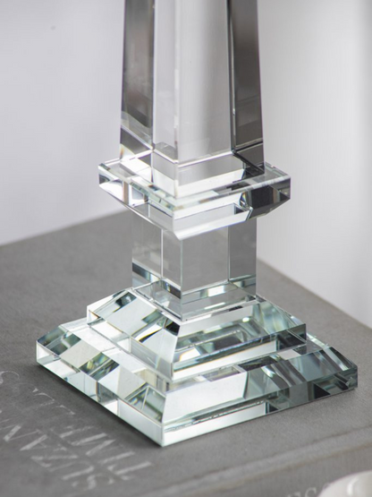 Clear Glass Obelisk Pair
