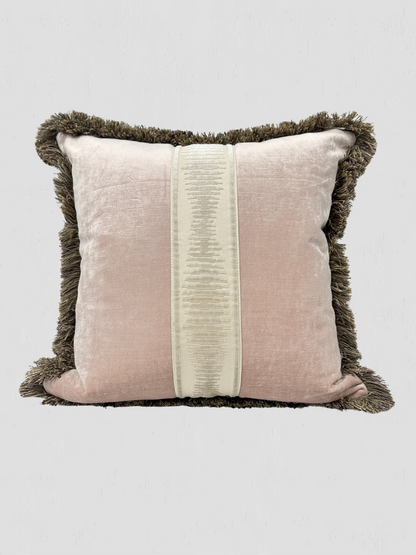 Jane Churchill Velvet Brush Fringe Pillow Pair