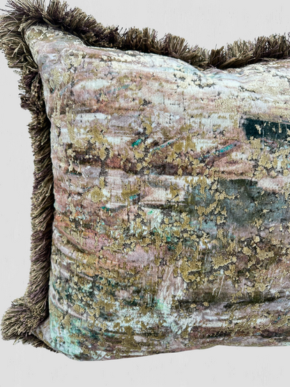 Jane Churchill Velvet Brush Fringe Pillow Pair
