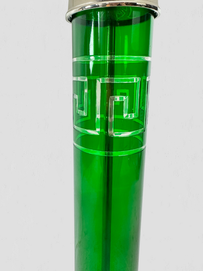 Green Glass Etched Table Lamp
