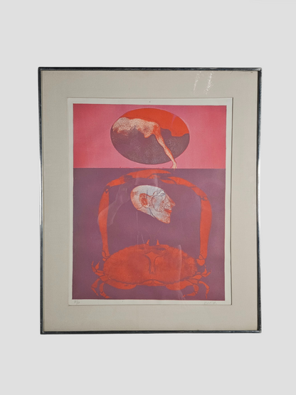 "Composition With Head and Crab" Original Lithograph, Paul Wunderlich, 38/60