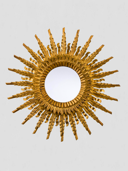 Illuminate 31" Antique Gold Sunburst Mirror