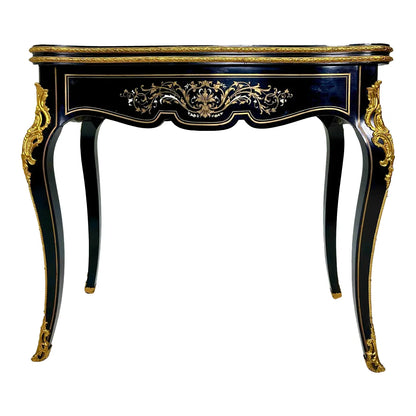 Late 19th Century Napoleon III Black Lacquer Flip Top Game Table