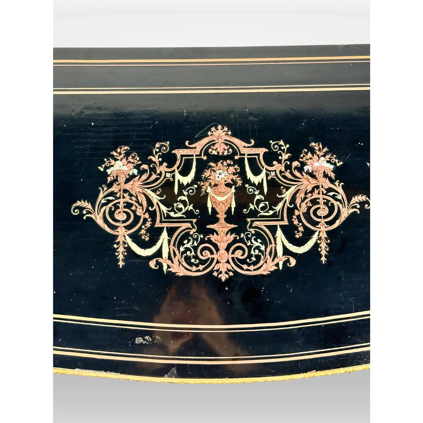 Late 19th Century Napoleon III Black Lacquer Flip Top Game Table