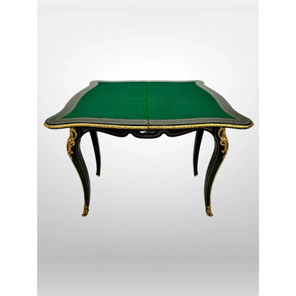 Late 19th Century Napoleon III Black Lacquer Flip Top Game Table