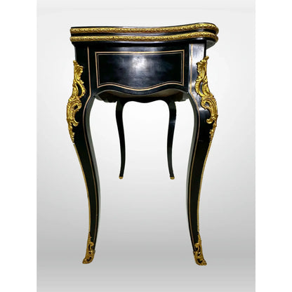 Late 19th Century Napoleon III Black Lacquer Flip Top Game Table
