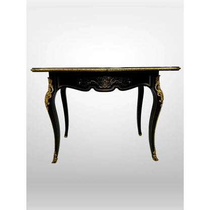 Late 19th Century Napoleon III Black Lacquer Flip Top Game Table