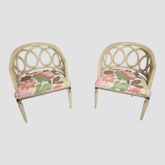 Neoclassical Style Pair of Loop Barrel Back Chairs Nina Campbell