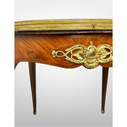 Vintage Fruitwood Louis XV Style Marble Top Coffee Table Ormolu Mounts